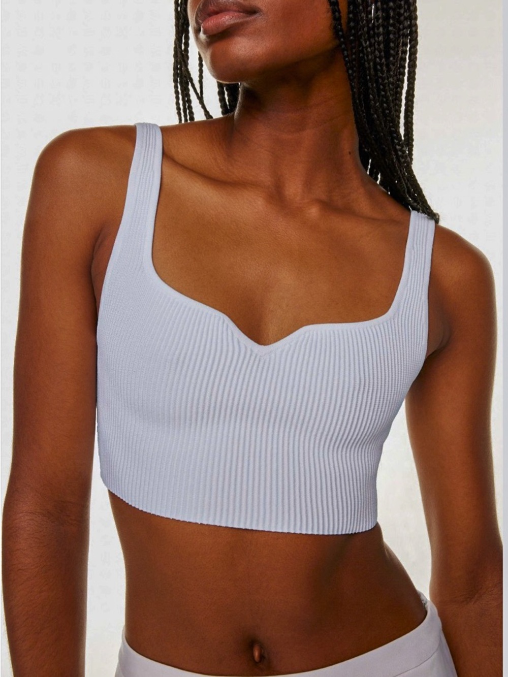 Aritzia Babaton Sculpt Knit Sweetheart Tank Light Blue Size M Ribbed Crop